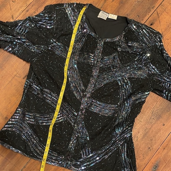 Beaded and Sequins Embellished 100% Silk Long-sleeve Jacket - Picture 11 of 13